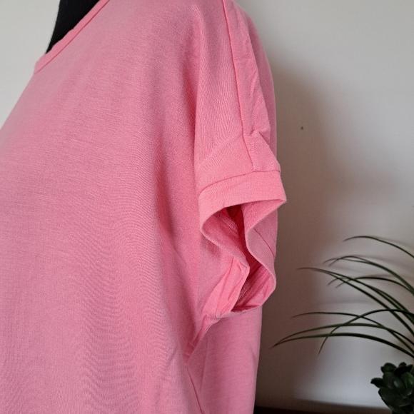 ❤️ NWT Buffalo David Bitton Short Sleeved Jersey Knit Top Small Pink - Picture 6 of 8